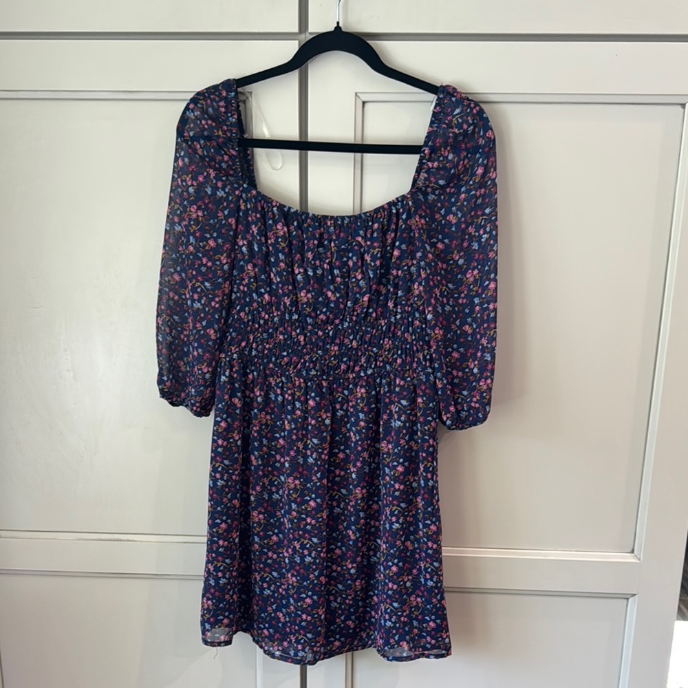 Floral Print Dress with Puff Sleeves